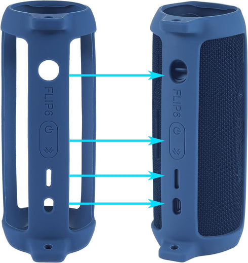 co2CREA Soft Silicone Case Replacement for JBL Flip 6 Portable Bluetooth Speaker (Blue Case)...