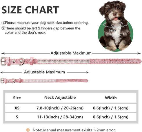 Dog Collar,Cat Collar,Sparkling Rhinestones Dog Collars Adjustable Pet Collars for Puppy Kitten Small Medium Dogs&Cats (XS, Pink)...