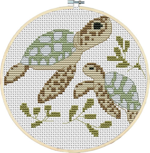 Awesocrafts Cross Stitch Kits Little Turtle Looking for Mom 11CT Stamped Patterns Easy Cross Stitching Embroidery Needlework Kit Supplies (Turtle)...