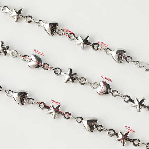 YOUBEIYEE Silver Jewelry Making Chains Bulk with Jump Rings and Lobster Clasps, Solid Heart Star Rolo Link Chain Bracelets Anklets DIY Jewelry Sup...