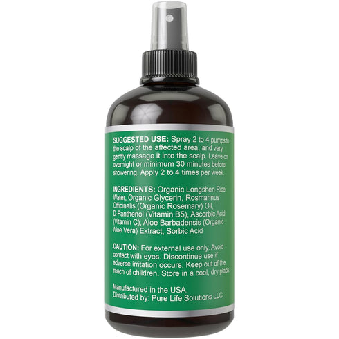 Rosemary Oil + Rice Water Spray For Hair Growth. 4oz Vegan Longsheng Rice Water and Rosemary Oil For Women & Men. Hair Thickening, Moisturizing, S...