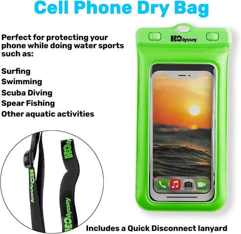 Waterproof Phone Case and Lanyard - Excellent Waterproof Protection - Floats in The Water Green...