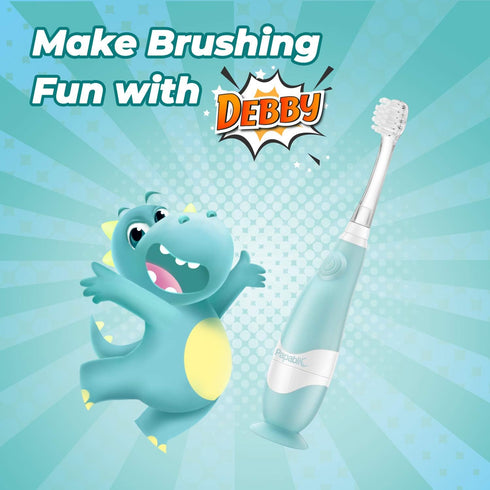 Papablic Toddler Sonic Electric Toothbrush for Ages 1-3 Years, Baby Electric Toothbrush with Cute Dino Cover and Smart LED Timer, 4 Brush Heads (D...