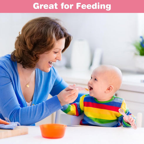 Silicone Baby Spoons Self Feeding 6+ Months, 3PCS Toddler Forks and Spoons Utensils Baby Led Weaning Teething Spoon Infant Spoons First Stage Newb...