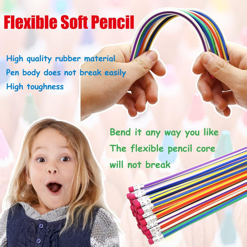 45 Pack Flexible Soft Pencil,7.1 Inch Magic Bend Pencils,Soft Novelty Pencil with Eraser for Kids Gift Students School Classroom Supplies...