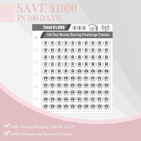 100 Envelopes Money Saving Challenge, Small 1000 Savings Challenge Binder with Cash Envelopes, Budget Binder for Budgeting and Organizing, Easy & ...