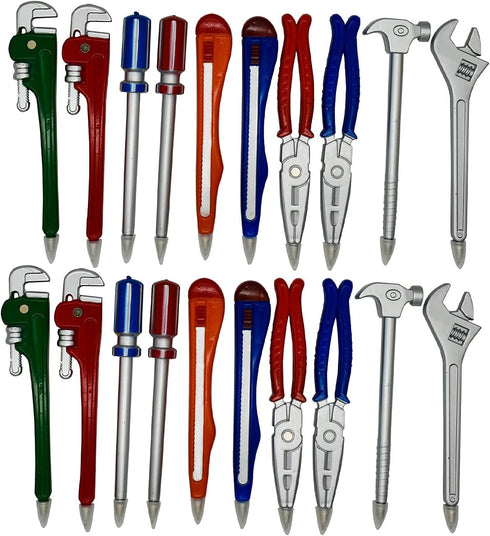 Maydahui 20PCS Hardware Hand Tool Pens Novelty Shape Black ink Ballpoint Pen Pipe Wrench Pincer Pliers Art Knife Spanner Hammer Screwdriver for Sc...