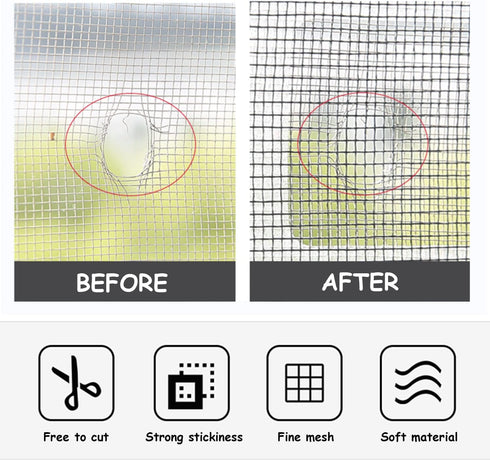 6.56ft + 20 pcs Windows Screen Repair Tape Patches, VEINARDYL Self-Adhesive Screen Door Stickers Replacement Repair Kit Mesh Repair for Repairing ...