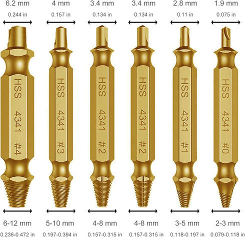 Damaged Screw Extractor Set, Stripped Screw Remover Head Screws Nuts & Bolts, Drill Bit Tools for Easy Removal of Rusty & Broken Hardware, Gifts f...