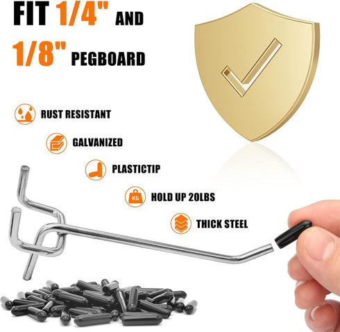 Pegboard Hooks Pegboard Accessories,4 inch,Pegboard Organizer Kit for Garage Organization,Tool Storage, 25 Pack...