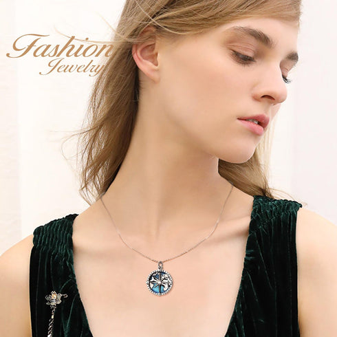 YFN Compass Pendant Necklace Sterling Silver Navy Anchor Travel Map Necklace for Women Men 18"...