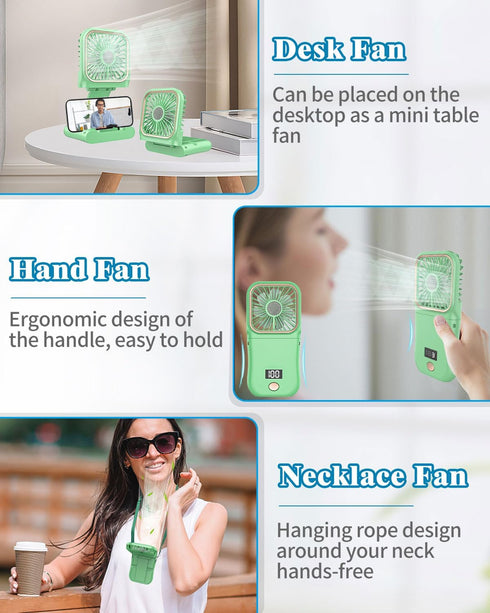 Mini Fan Handheld Foldable Fan,USB Personal Fans Portable Rechargeable Battery Fan 3 Speeds,Small Handheld Fan Cute Face Cooling Fan Quiet Fan Cor...