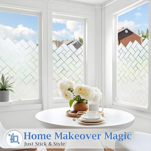 Coavas Non-Adhesive Frosted Glass Window Film & Window Privacy Film for Home & Office - Heat Control, UV & Sun Blocking, Easy DIY Installation, 17...