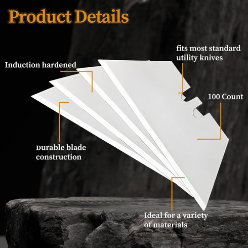 100 Pack Utility Knife Blades, SK5 Steel Box Cutter Blades Replacement Blades, Razor Standard Blades for Most Standard Utility Knives...