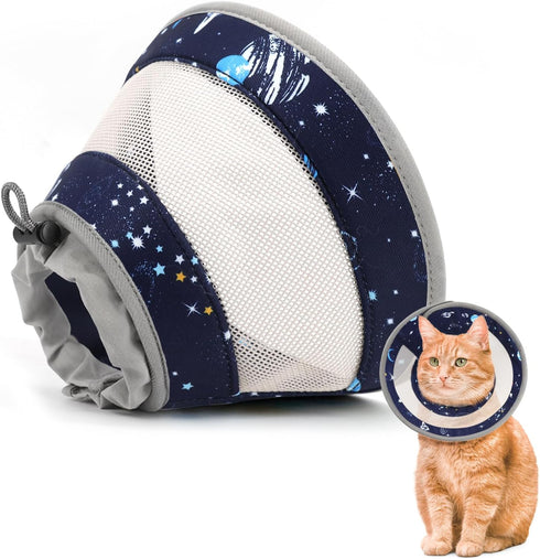 Cat Cone Collar Soft, Breathable Cat Cone Alternative After Surgery, Adjustable Cat Recovery Collar Water Resistant Cat Neck E Collar for Cats Kit...