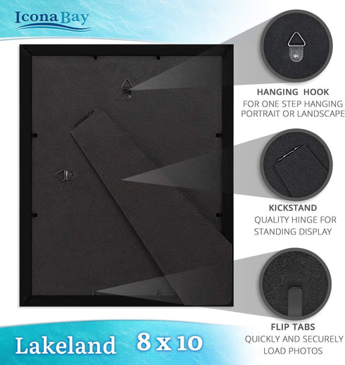 Icona Bay 8x10 Black Picture Frame - Contemporary Photo Frame 8 x 10 - Composite Wood Frame for Walls or Tabletop - Lakeland Collection...