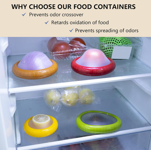 Ortarco 4Pcs Onion Storage Avocado Saver Holder, Lemons Garlic Tomato Peper Storage Containers Reusable...