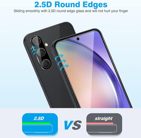 OMOTON 3+2 Pack Screen Protector for Samsung Galaxy A54 5G, 3 Pack Tempered Glass Screen Protector & 2 Pack Camera Lens Protector for Galaxy A54 2...