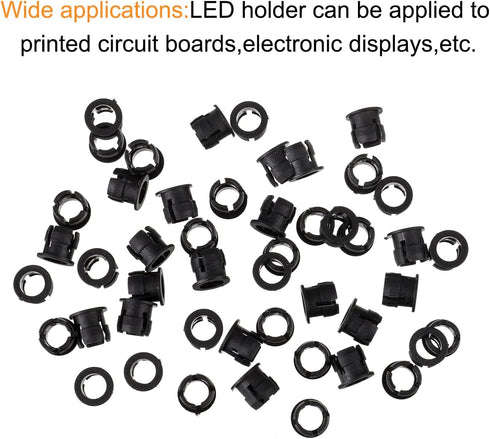 BOJACK 100 Pieces Black Plastic 5mm LED Holder LED Bezel Holder Light Emitting Diode Holder LED Light Mounting Holders on Panel...