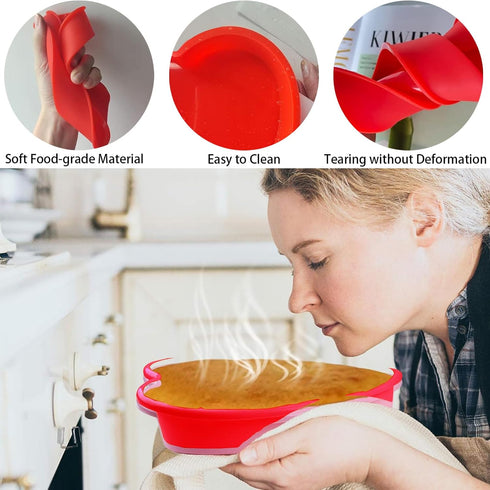 Heart Cake Silicone Cake Pans Silicone Cake Mold Baking Pans Non-Stick Cake Bakeware Mold Reusable Silicone Heart Molds for Cheese Cake and Browni...
