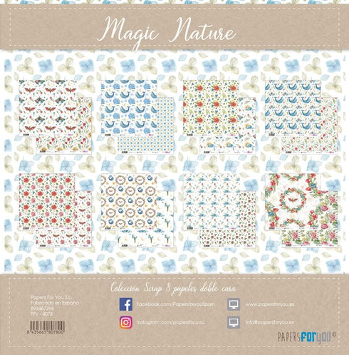 Papers For You - Scrapbooking and Craft Paper Kit | "Magic Nature" Collection | Includes 8 Double Sided Papers with Different Designs | Size 12" x...