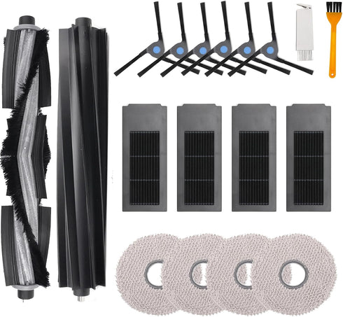 18pcs Accessories Kit for Ecovacs Deebot X2 / X2 Omni / X2 Pro / DEX86 Vacuum Cleaner Replacement Parts, 2 Main Brush, 4 Hepa Filters, 6 Side Brus...