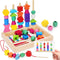 Montessori Wooden Lacing Beads Toys for 2 3 4 Year Old Toddler Kids, Sequencing & Stacking Block Toy with Storage Box, STEM Preschool Learning Toy...