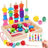 Montessori Wooden Lacing Beads Toys for 2 3 4 Year Old Toddler Kids, Sequencing & Stacking Block Toy with Storage Box, STEM Preschool Learning Toy...