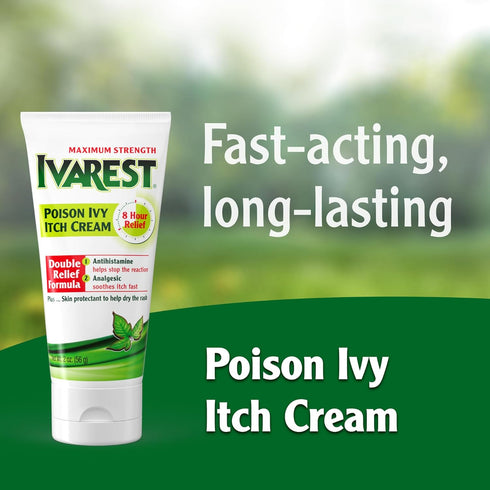 Ivarest Anti-Itch Cream, Poison Ivy Treatment, Poison Ivy Relief Product, Poison Oak Relief, Poison Sumac Relief, Maximum Strength, Medicated, 2 O...