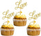 Hongkai 24PCS Gold Glitter Love Cake Topper Cupcake Picks For Wedding Bridal Shower Engagement Bachelorette Bride to be Anniversaries Just married...