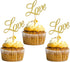 Hongkai 24PCS Gold Glitter Love Cake Topper Cupcake Picks For Wedding Bridal Shower Engagement Bachelorette Bride to be Anniversaries Just married...
