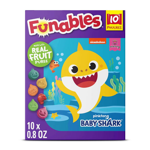 Funables Fruity Snacks, Baby Shark, Assorted Fruit, Flavored Snacks, 0.8 oz 10 ct...
