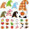 Huray Rayho Interchangeable Wooden Gnome Decor Holiday Seasonal Tiered Tray Decorative with 25 PCS Magnet Swappable Pieces Detachable Hat Office H...