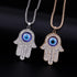 COLORFUL BLING 14K Gold Plated Evil Eye Hamsa Hand Pendant Necklace Set Crystal CZ for Women Men Protection Lucky Amulet Jewelry...