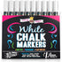 CHALKY CROWN Liquid Chalk Marker Pen - White Dry Erase Marker - Chalk Markers for Chalkboard Signs, Windows, Blackboard, Glass - 6mm Reversible Ti...