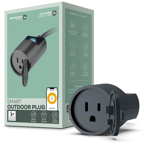 Merkury Outdoor Smart Plug - Smart Outlet, IP65 Weather-Resistant, Alexa Compatible, Remote Control, No Hub Needed - Ideal for Lights and Devices,...