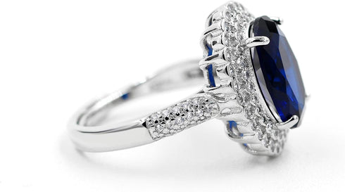 Uloveido Adjustable Platinum Plated Crystal Rings, Big Oval Cubic Zirconia Ring, Solitaire Split Shank Rings Birthstone Jewelry Gifts Y927...