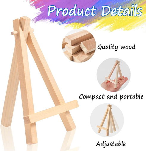 16 Pcs 5 Inch Mini Wood Display Easel, A-Shaped Small Wood Easel for Displaying Small Canvases, DIY Crafts, Photos, Gift, Home Decoration...