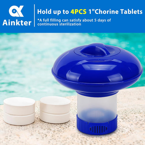Pool Chlorine/Bromine Floater, Chlorine Tablet Floater for Chlorine Tablets 1 Inch, Adjustable Floating Chlorine Dispenser for Pool, Idea for In-G...