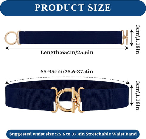 Women Elastic Belt, Invisible Stretch Ladies Belts with Gold Flat Buckle Skinny Waist Belt For Jeans Pants Dresses...