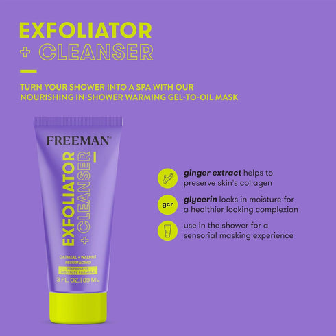 Freeman Restorative Moisturizing & Resurfacing Facial Exfoliator + Cleanser, Infused With Oatmeal & Walnut Shell Powder, Dual-Purpose Face Wash Th...
