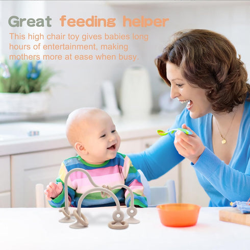 Baby Teething Toy, High Chair Suction Cup Toys for Infant Toddlers 0-6M, Food Grade Silicone Teether, Educational Parent-Child Baby Toys, Montesso...