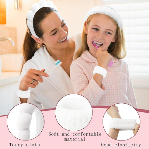 Skincare Headband Wrist Bands for Washing Face, Sponge Spa Face Wash Headband & Wristband Gift Set, Puffy Makeup Headbands Hair Band for Women for...