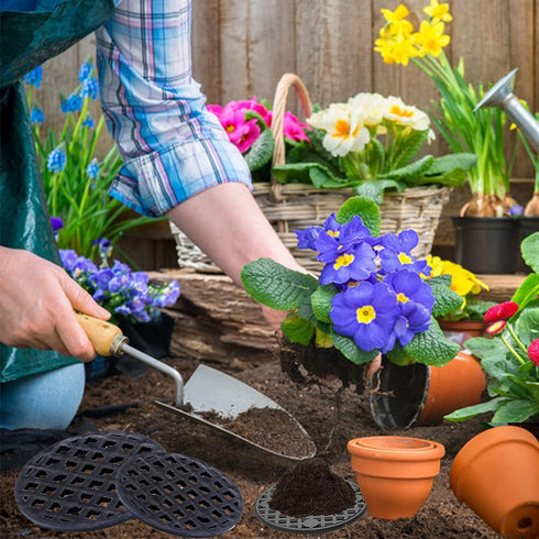 Plastic Flower Pot Hole Mesh Pad?Round Bonsai Pot Bottom Grid Mat Mesh ?for Garden's Drainage Rigid Mesh Hole Screens,Plant Pots Protect Soil Loss...