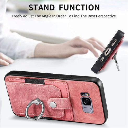 Asuwish Phone Case for Samsung Galaxy S8 Wallet Cover with Tempered Glass Screen Protector and Slim Ring Stand Credit Card Holder Leather Cell Acc...