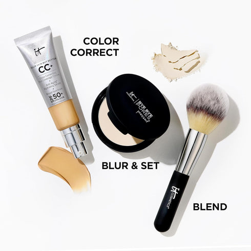 IT Cosmetics Bye Bye Pores Pressed Finishing Powder - Universal Shades - Contains Anti-Aging Peptides, Hydrolyzed Collagen & Antioxidants - 0.31 o...