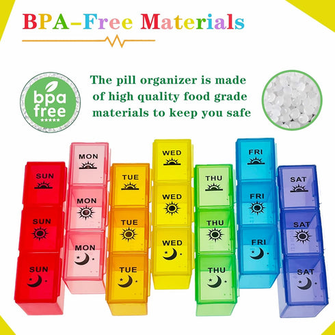 Pill Organiser, Large Tablet Organiser, Weekly Pill Box 7 Day 3 Times a Day, Medication Organizer, Medicine Storage Box with Dust-Proof Container ...