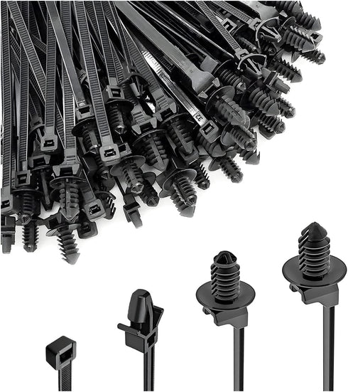 120PCS Car Push Mount Cable Zip Tie, Nylon Self Locking Cable Strap, Engine Bay Wire Harness Restraint Ties, Fastener Cable Clips Wraps for Indoor...