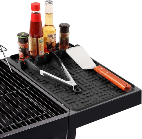Silicone Griddle Tools Mat for Blackstone, Food Grade Spatula Mat with Drip Pad Grill Utensil Holder Side Shelf Mat for Kitchen, Cooking, Countert...