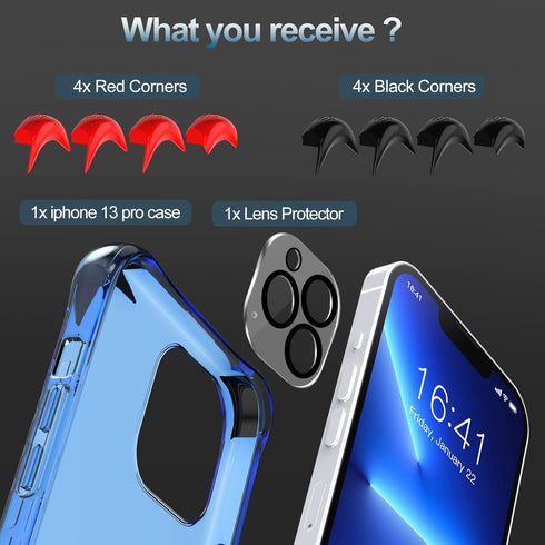 BALLISTIC Protective Case Compatible with iPhone 13 Pro Case (ONLY), with 1 × Camera Lens Protector, 2 Sets × Against Drop Corners, Shockproof Cas...